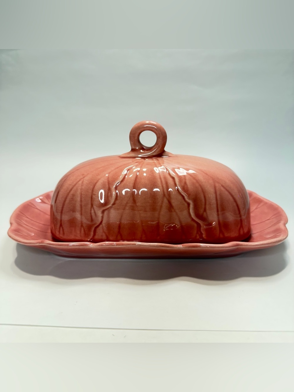 Metlox Poppytail Lotus Butter Dish Rose Pink Rare Vintage
